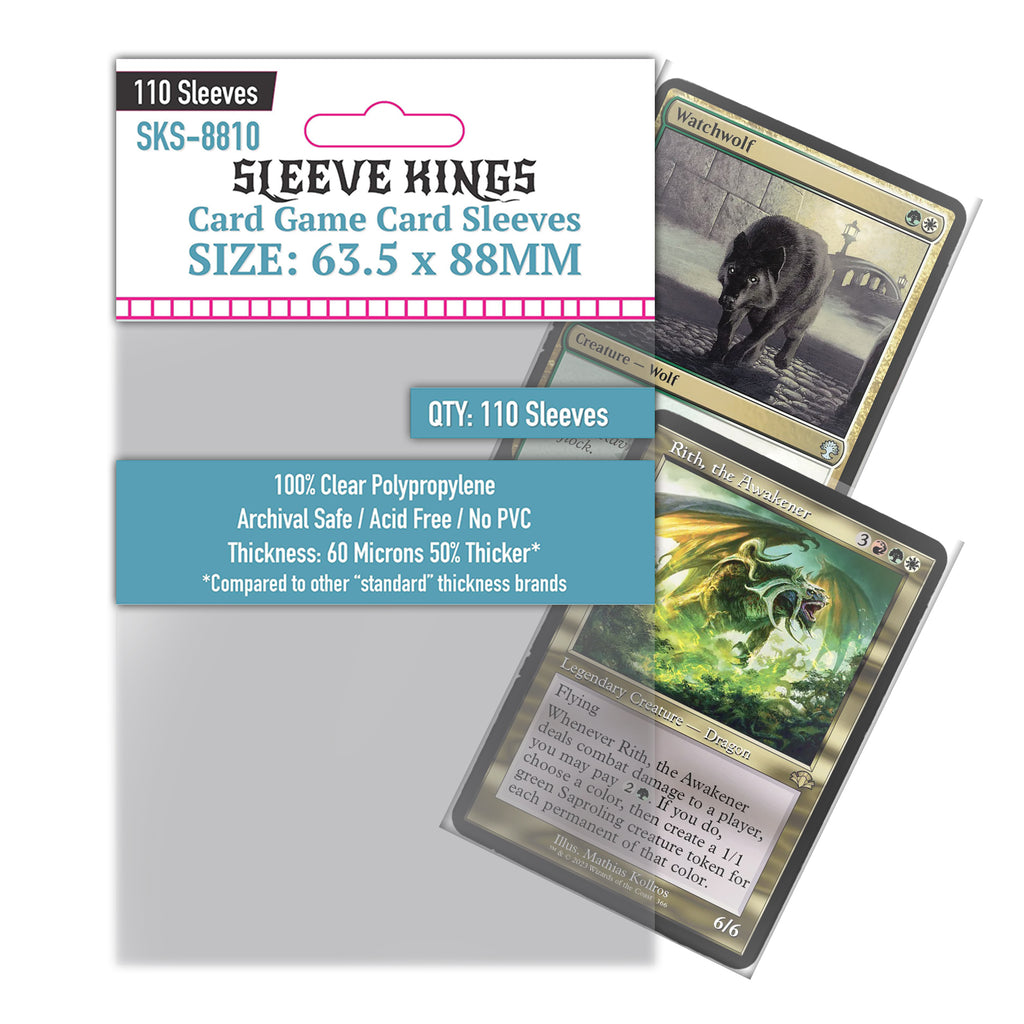 Standard Card Game Card Sleeves (63.5x88mm) 110 Pack, 60 Micron, SKS-8 sleevekings Standard Card Game Card Sleeves (63.5x88mm) 110 Pack, 60 Micron, SKS-8 sleevekings