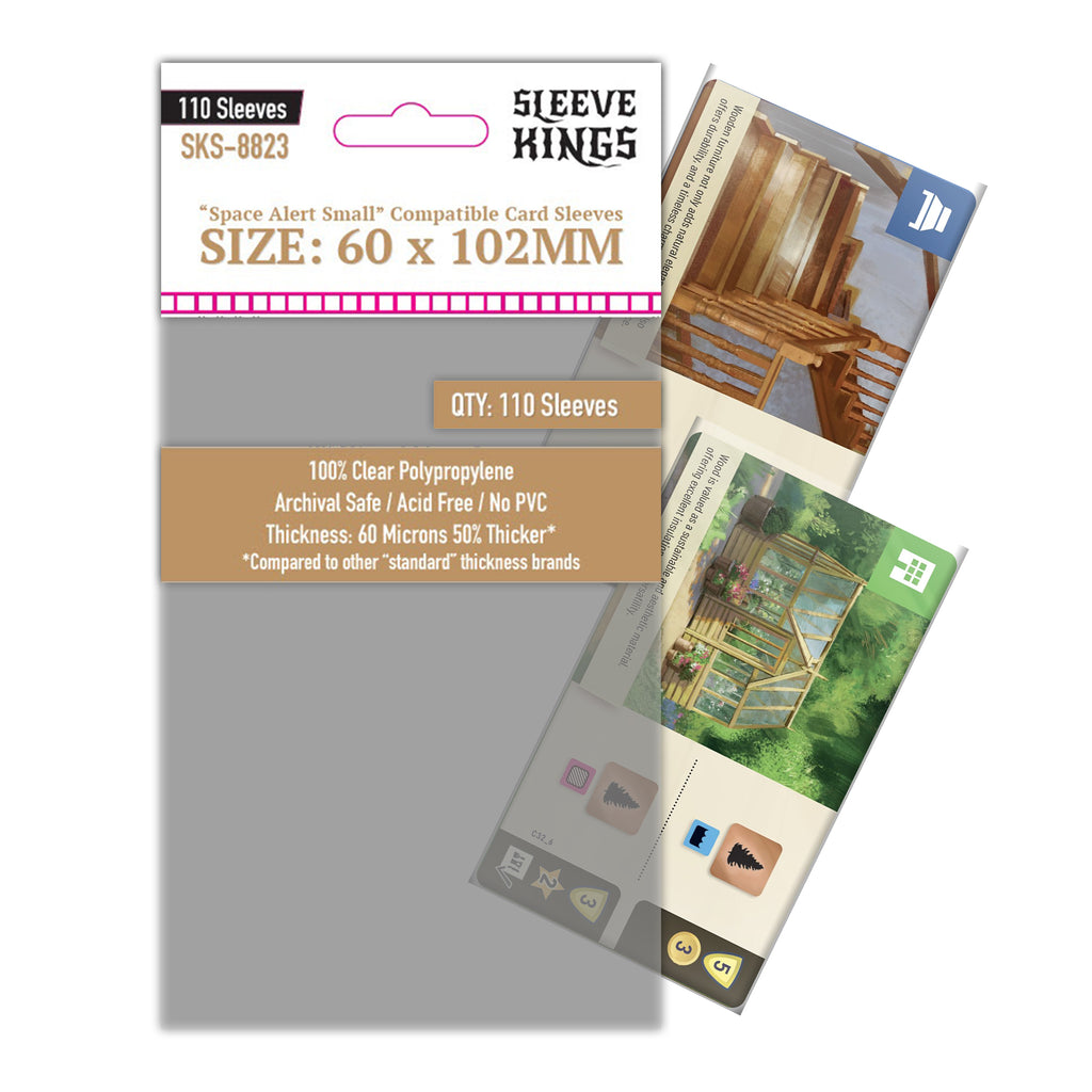 space alert card sleeves Space Alert" Compatible Sleeves (60x102mm) 110 Pack, 60 Micron, SKS-8 – sleevekings