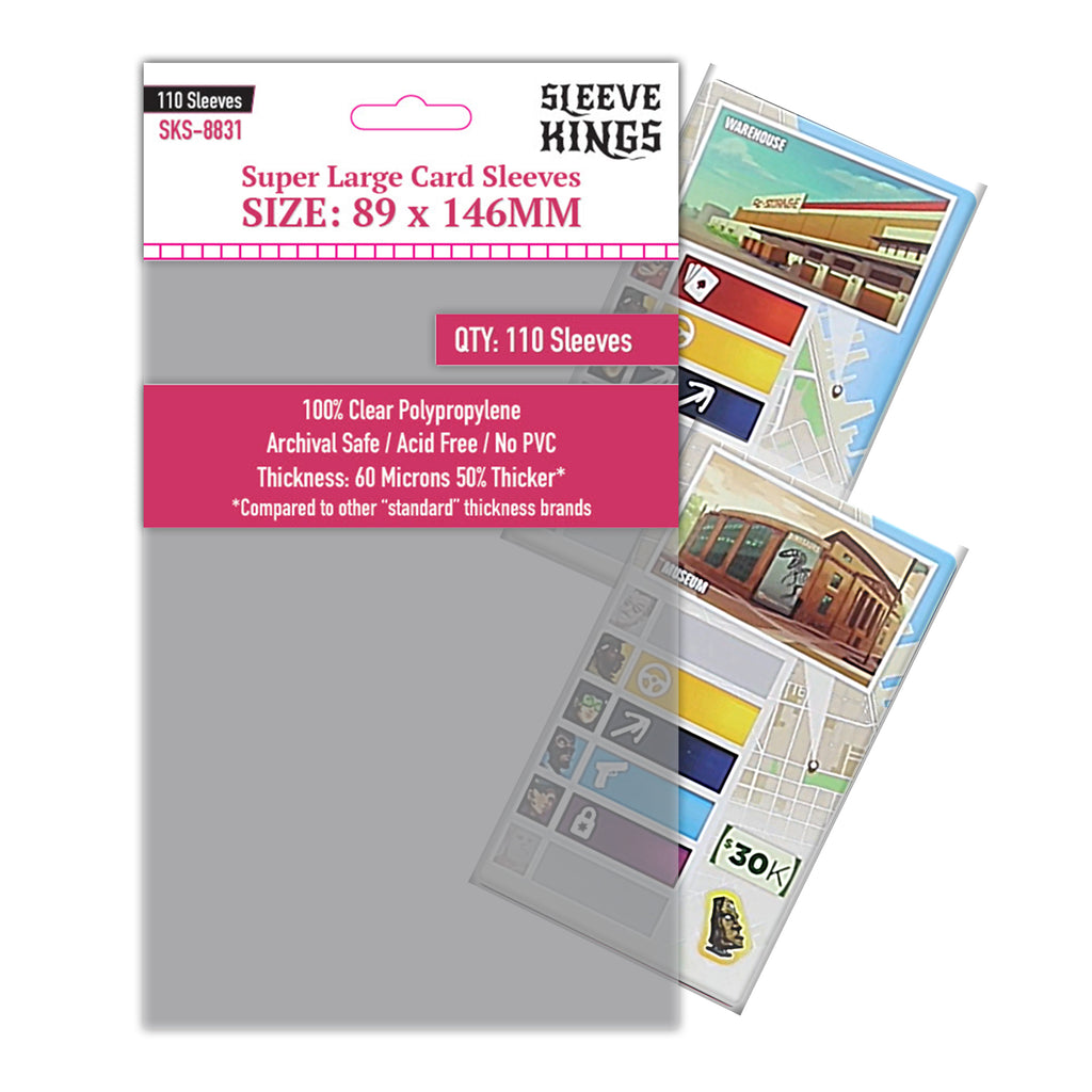 large card sleeves Super Large Game Card Sleeves (89x146mm) 110 Pack, 60 Micron, SKS-8831 – sleevekings