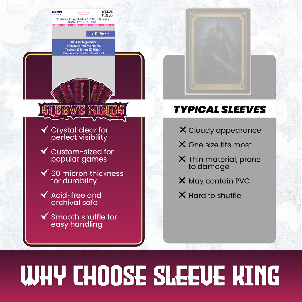 middara card sleeves Sleeve Kings "middara Compatible 6xl" Card Sleeves (127 X 153) - 110 Pack, SKS-8836