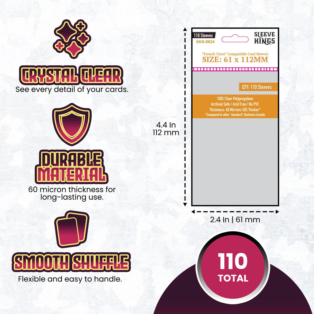 santorini card sleeves French Tarot" Card Sleeves (61x112mm) 110 Pack, 60 Micron, SKS-8824 – sleevekings