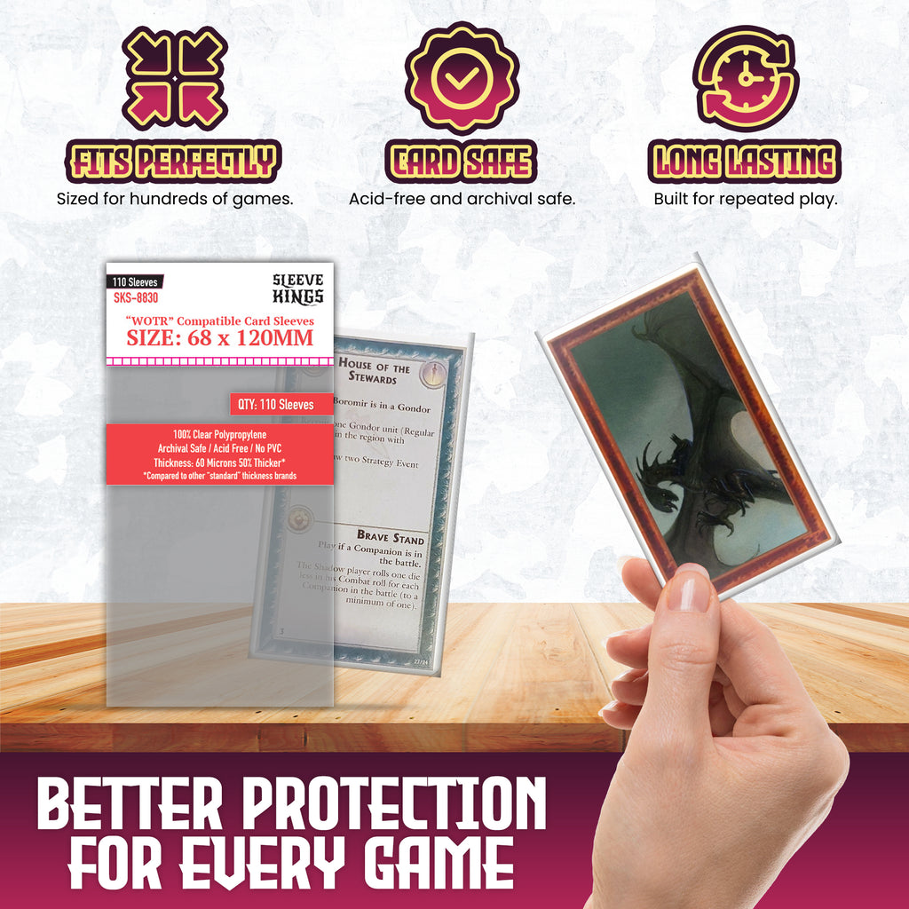 Sleeve Kings Card Sleeves: 68x120mm (WOTR Perfect Compatible), 110 / Pack