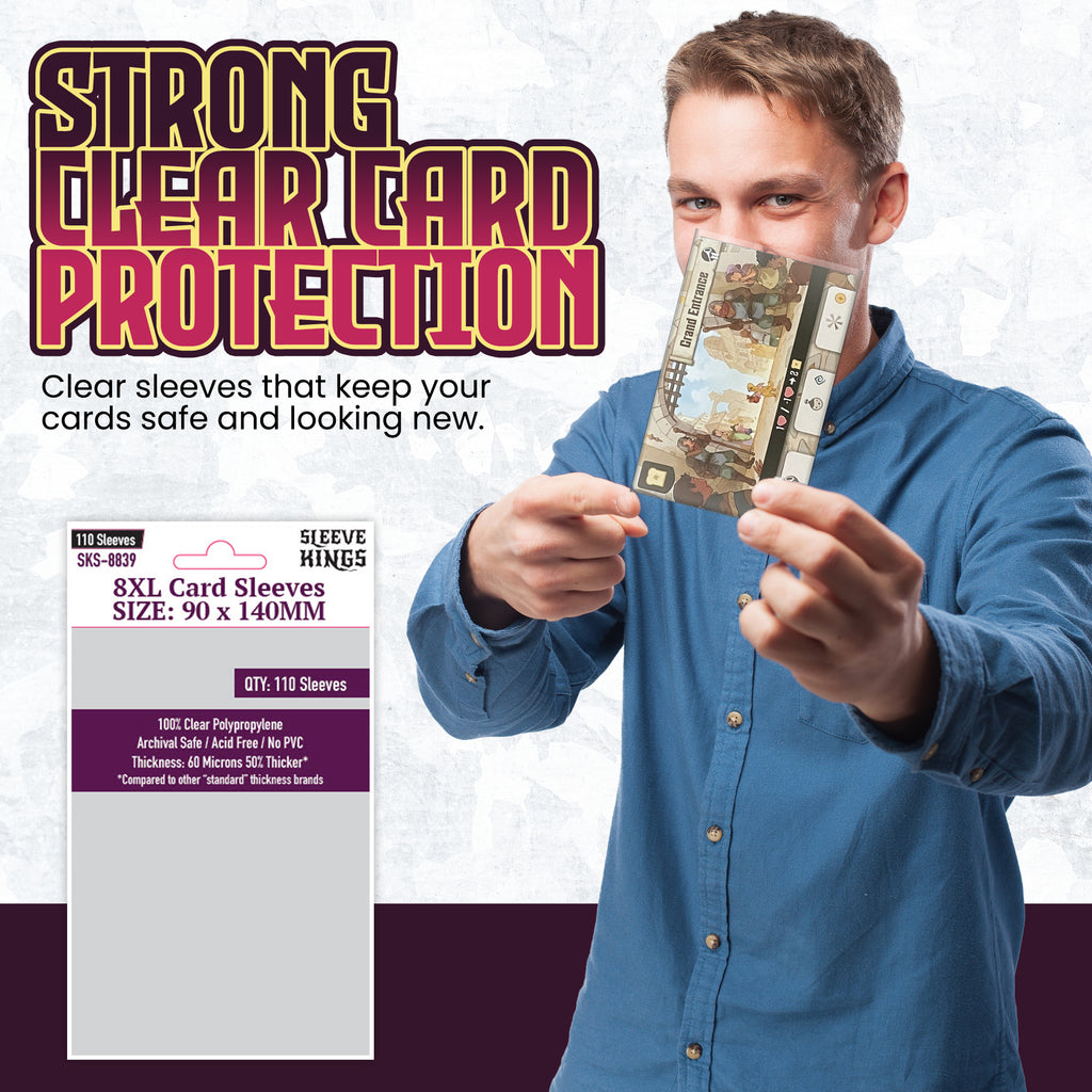 8XL Game Card Sleeves (90x140mm) 110 Pack, 60 Micron, SKS-8839 sleevekings 8XL Game Card Sleeves (90x140mm) 110 Pack, 60 Micron, SKS-8839 sleevekings