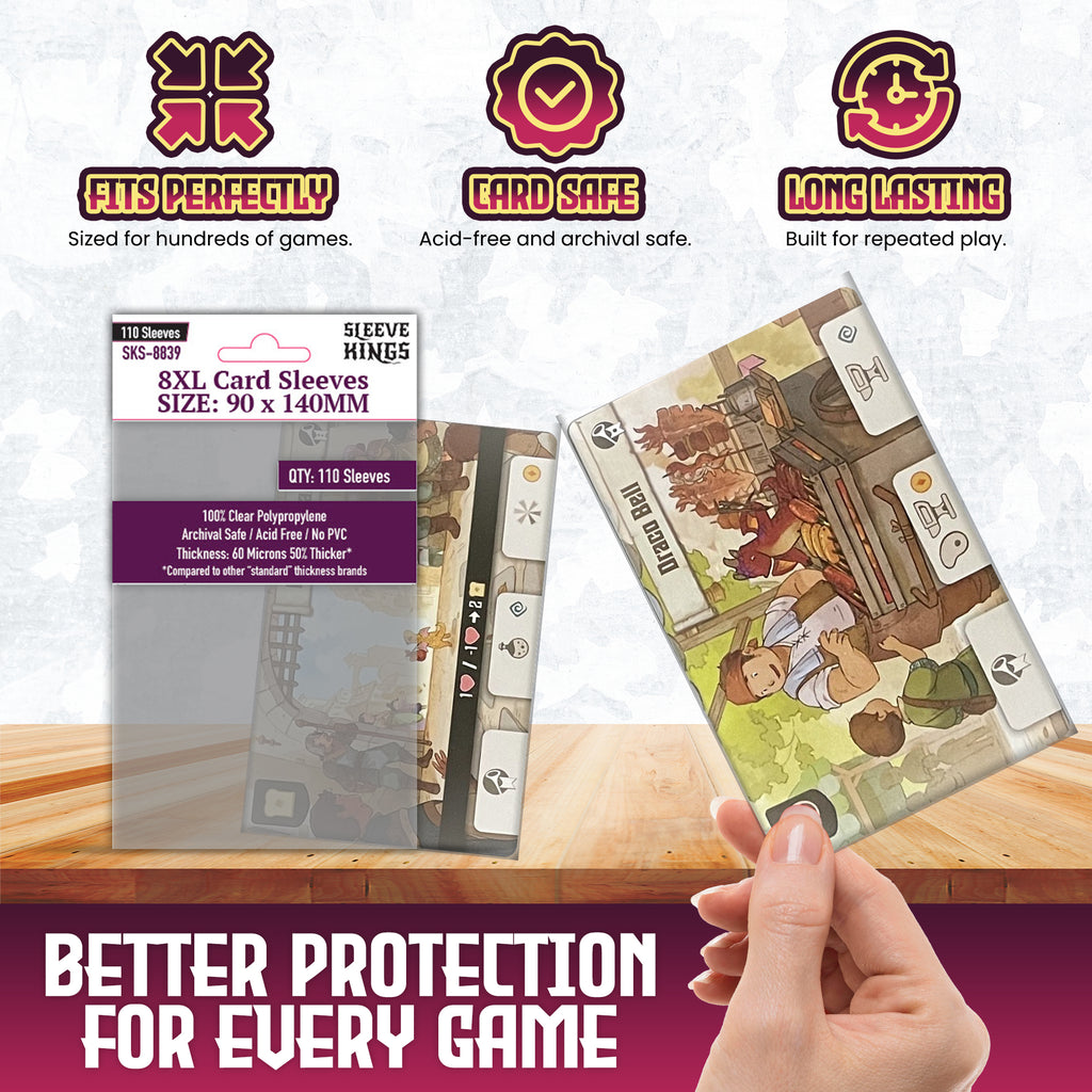 8XL Game Card Sleeves (90x140mm) 110 Pack, 60 Micron, SKS-8839 sleevekings 8XL Game Card Sleeves (90x140mm) 110 Pack, 60 Micron, SKS-8839 sleevekings