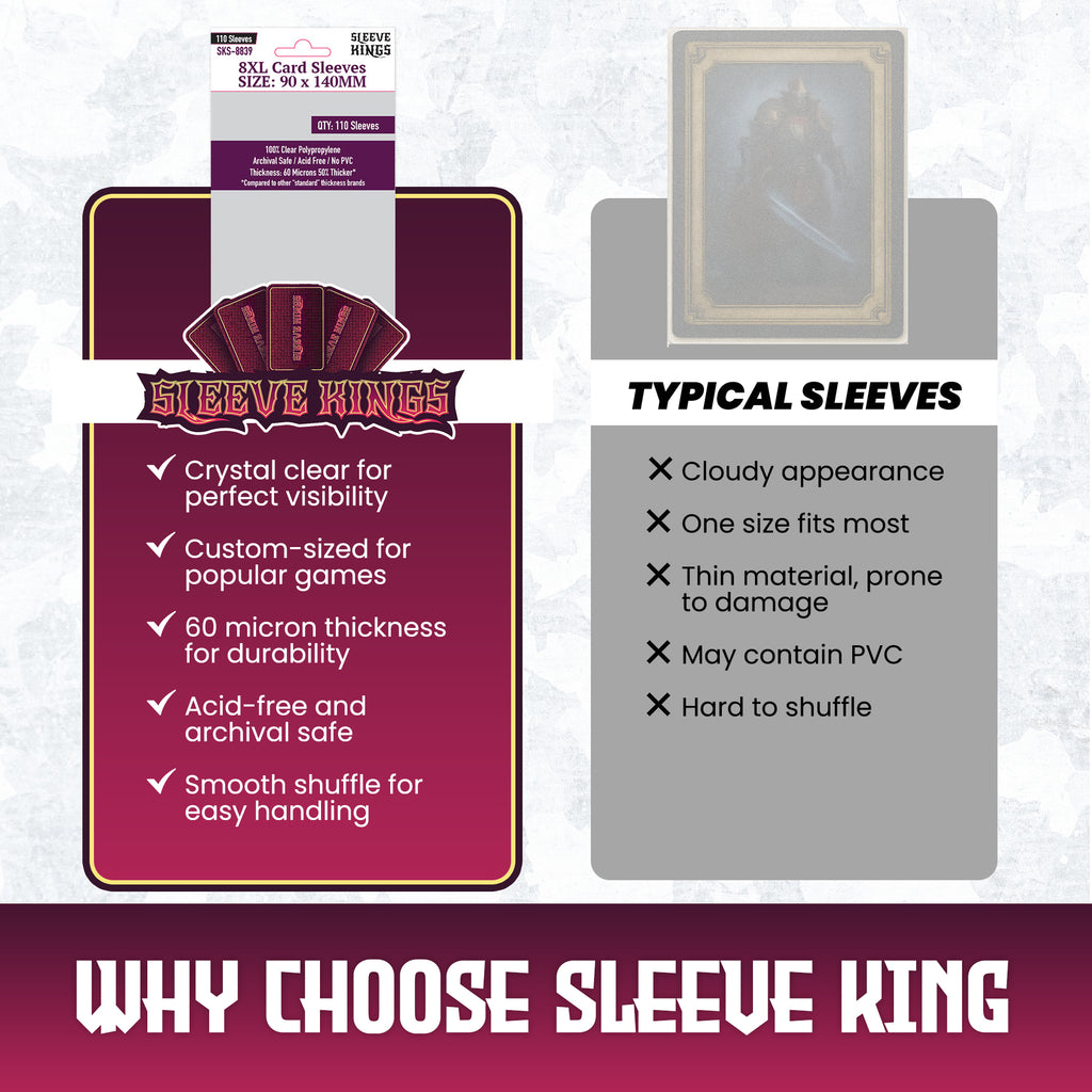 dominion card sleeve size 8XL Game Card Sleeves (90x140mm) 110 Pack, 60 Micron, SKS-8839 – sleevekings