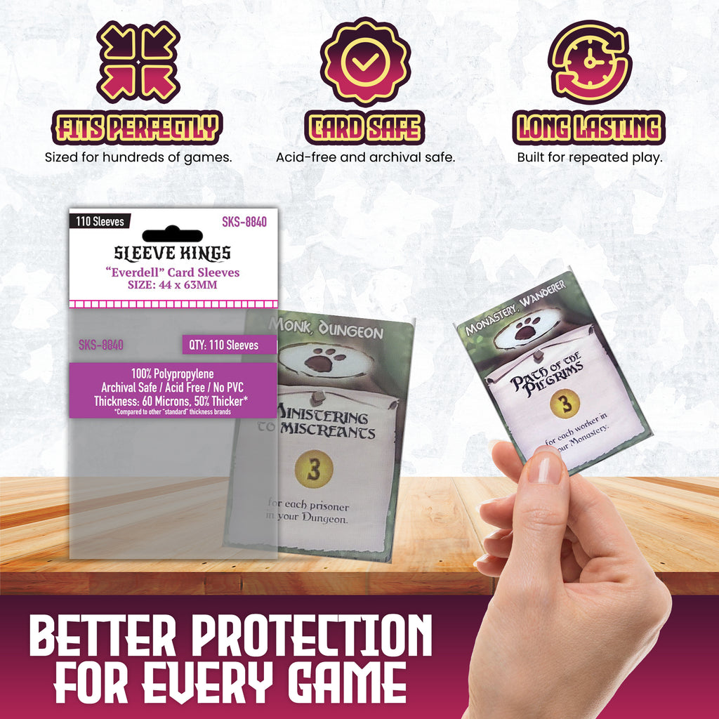 everdell small card sleeves 100 X Clear Standard Everdell Mini Compatible Sleeves 44mm X 63mm