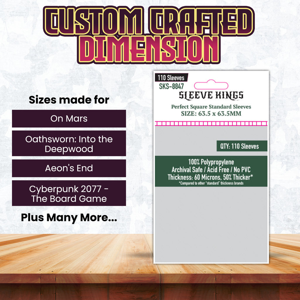standard size card sleeves dimensions Perfect Square Standard Sleeves (63.5x63.5mm) 110 Pack, 60 Microns, SKS-8847