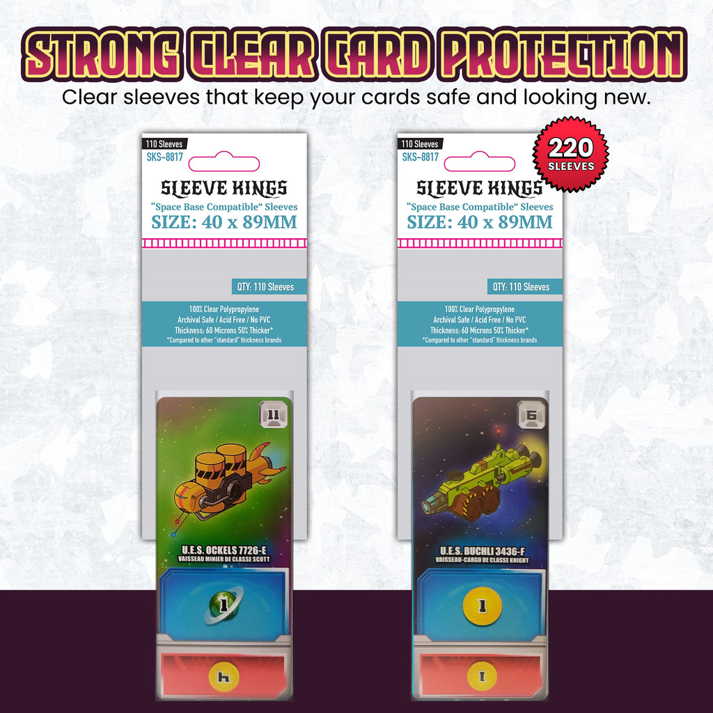 space base card sleeves Amazon.com: Sleeve Kings Standard Card Sleeves 110 Count, Clear 60 Micron Thickness, Mini Size (40 x 89 mm), Compatible with Space Base & More SKU: SKS-8817 : Toys & Games