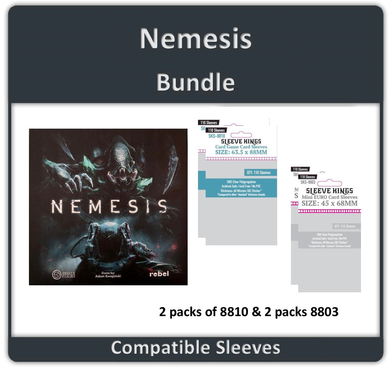Nemesis Base Game Compatible Card Sleeves - Sleeve Kings