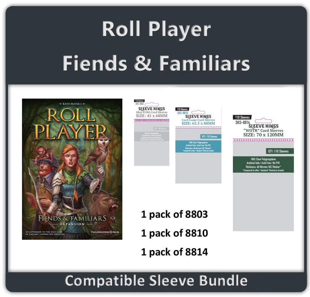 "ROLL PLAYER - Fiends & Familiars Expansion" Compatible Sleeve Bundle (8803 X 1 + 8810 X 1 + 8814 X 1)
