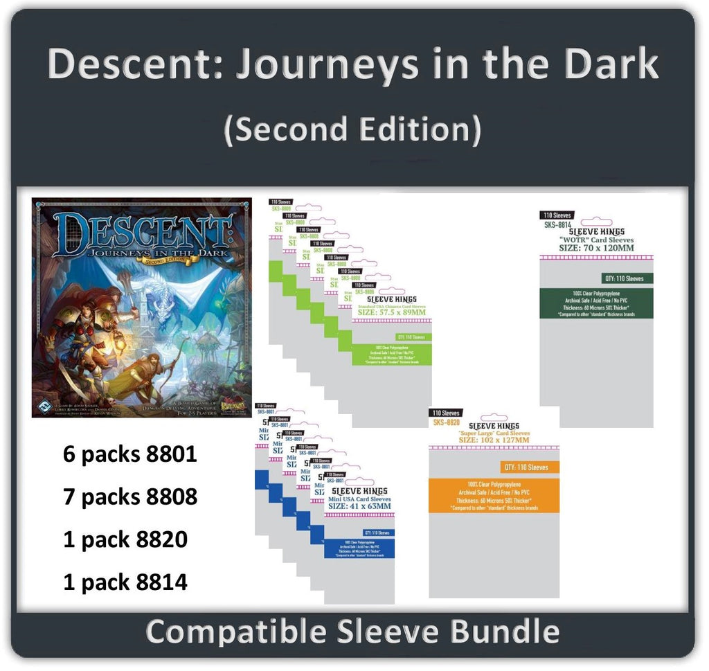 "Descent: Journeys in the Dark (Second Edition) ALL IN" Compatible Sleeve Bundle (8801 X 6 + 8808 X 7 + 8814 X 1 + 8820 X 1)