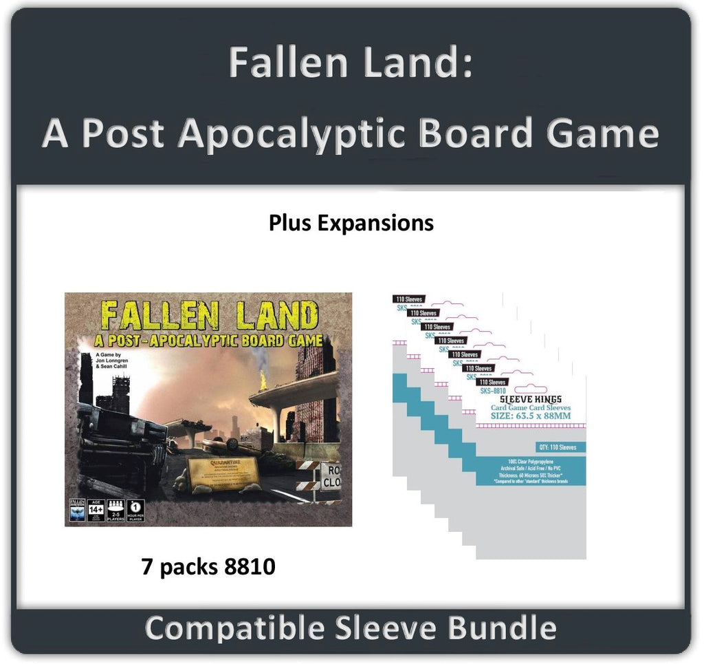 "Fallen Land: A Post Apocalyptic Board Game + Expansions" Compatible Sleeve Bundle (8810 X 7)