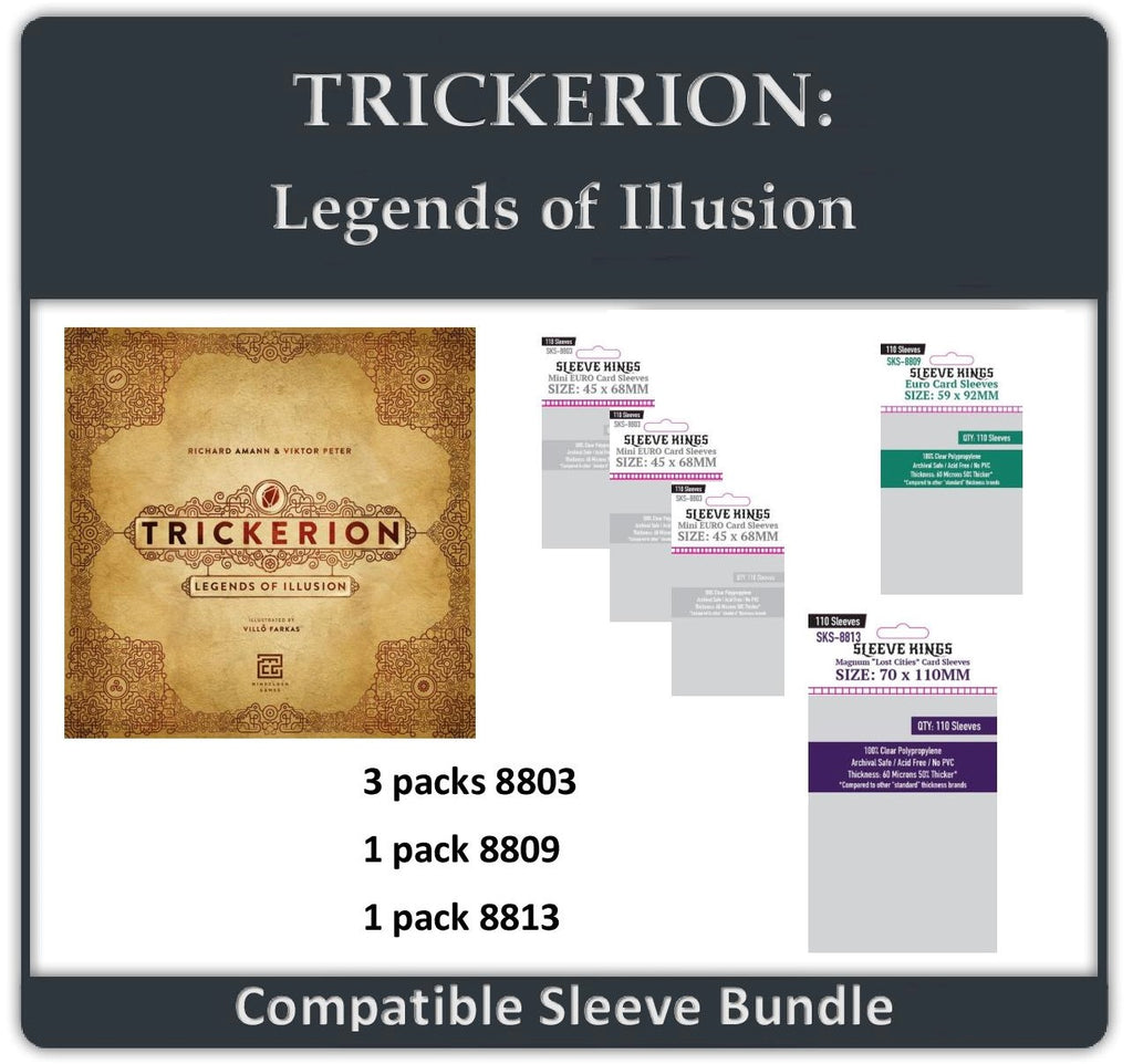 "Trickerion: Legends of Illusion All In" Compatible Sleeve Bundle (8803 X 3 + 8809 X 1 + 8813 X 1) PREORDER