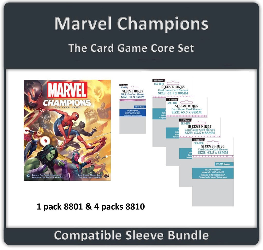 "Marvel Champions: The Card Game Core Set" Compatible Sleeve Bundle (8801 X 1 + 8810 X 4)
