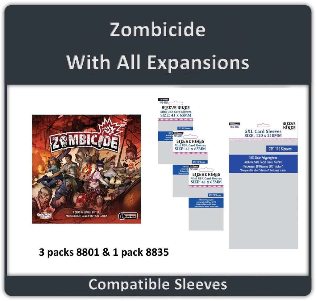 "Zombicide + All Expansions" Compatible Sleeve Bundle (8801 X 3 + 8827 X 1)