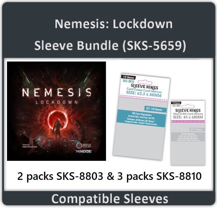 "Nemesis: Lockdown Base Game" Compatible Sleeve Bundle (8803 X 2 + 8810 X 3)