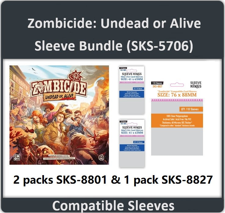 Zombicide: Undead or Alive Compatible Card Sleeve Bundle (8801 X 2 + 8827 X 1) Zombicide: Undead or Alive Compatible Card Sleeve Bundle (8801 X 2 + 8827 X 1)