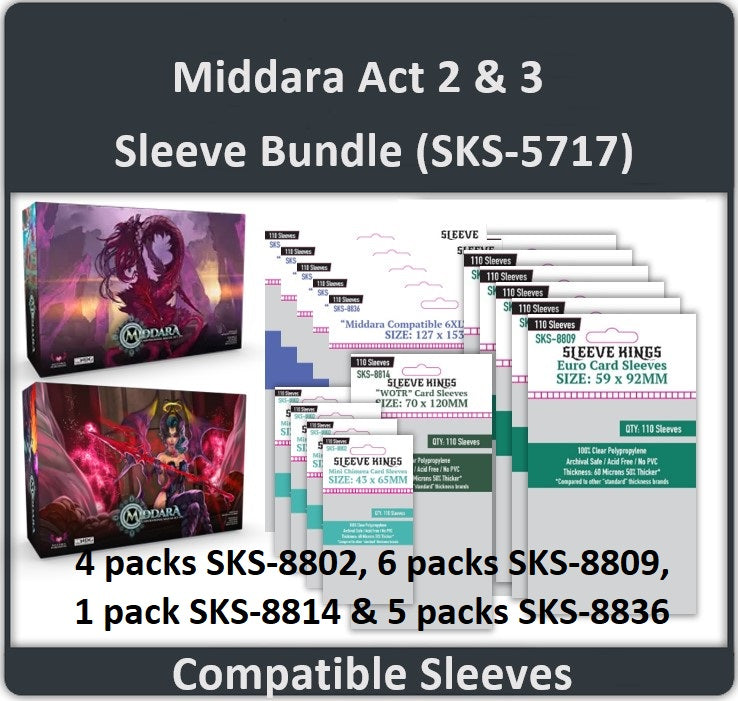 2 1/4 x 3 1/2 card sleeves Middara Act 2 + 3" All-In Compatible Sleeve Bundle (8802 X 4 + 8809 X 6 + 8814 X 1 + 8836 X 5)