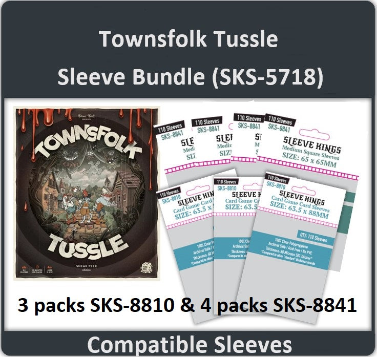 "Townsfolk Tussle Board Game" Compatible Card Sleeve Bundle (8810 X 3, 8841 X 4)