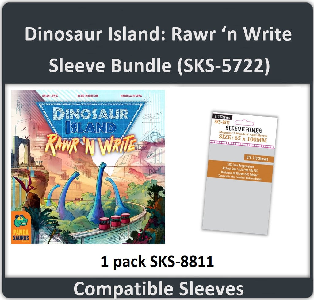 Dinosaur Island: Rawr 'n Write" Compatible Card Sleeve Bundle (8811 X sleevekings Dinosaur Island: Rawr 'n Write" Compatible Card Sleeve Bundle (8811 X sleevekings