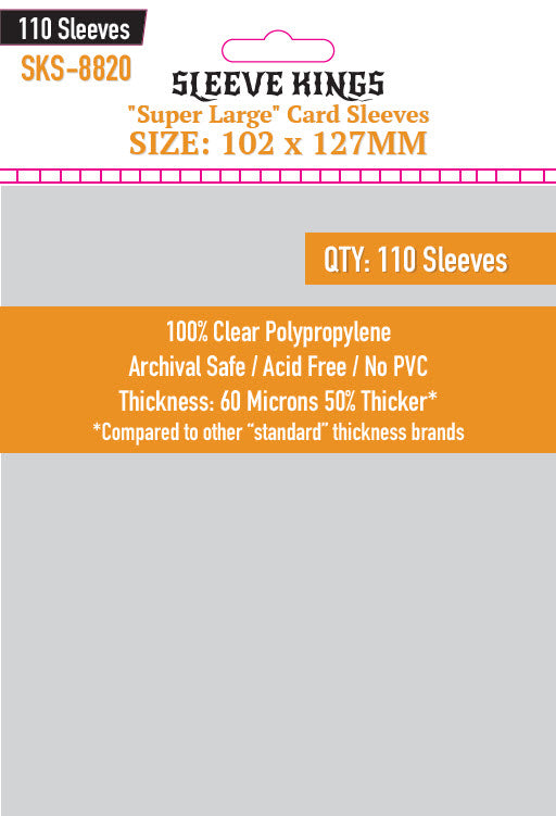 Sleeve Kings "Super Large" Sleeves (102x127mm) -110 Pack, -SKS-8820
