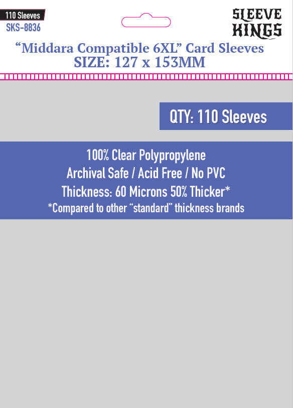 110 x Middara Compatible 6XL Sleeves (127mm x 153mm) 110 x Middara Compatible 6XL Sleeves (127mm x 153mm)