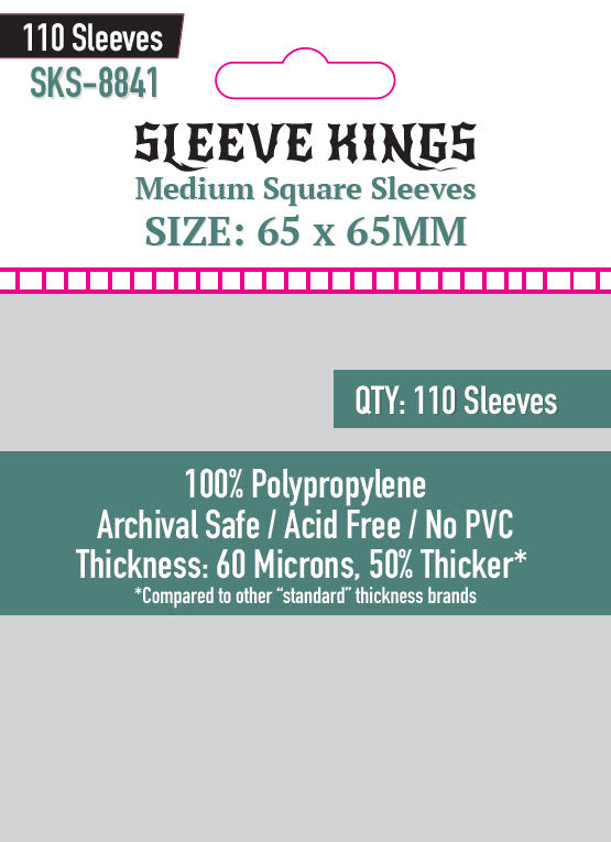 Sleeve Kings - Medium Square Sleeves (65 x 65 MM) 110 Pack Sleeve Kings - Medium Square Sleeves (65 x 65 MM) 110 Pack